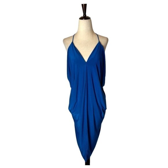 Misa Los Angeles Dress Women Medium Blue‎ Jersey Knit Racerback Domino Mini - Picture 2 of 12